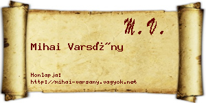 Mihai Varsány névjegykártya